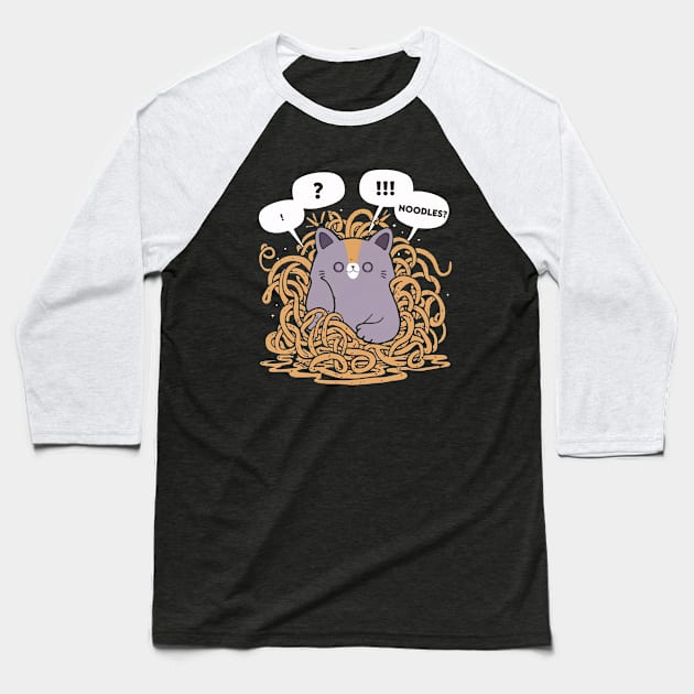 Pondering Pasta Thoughts, Thinnknoodles Baseball T-Shirt by SimpliPrinter